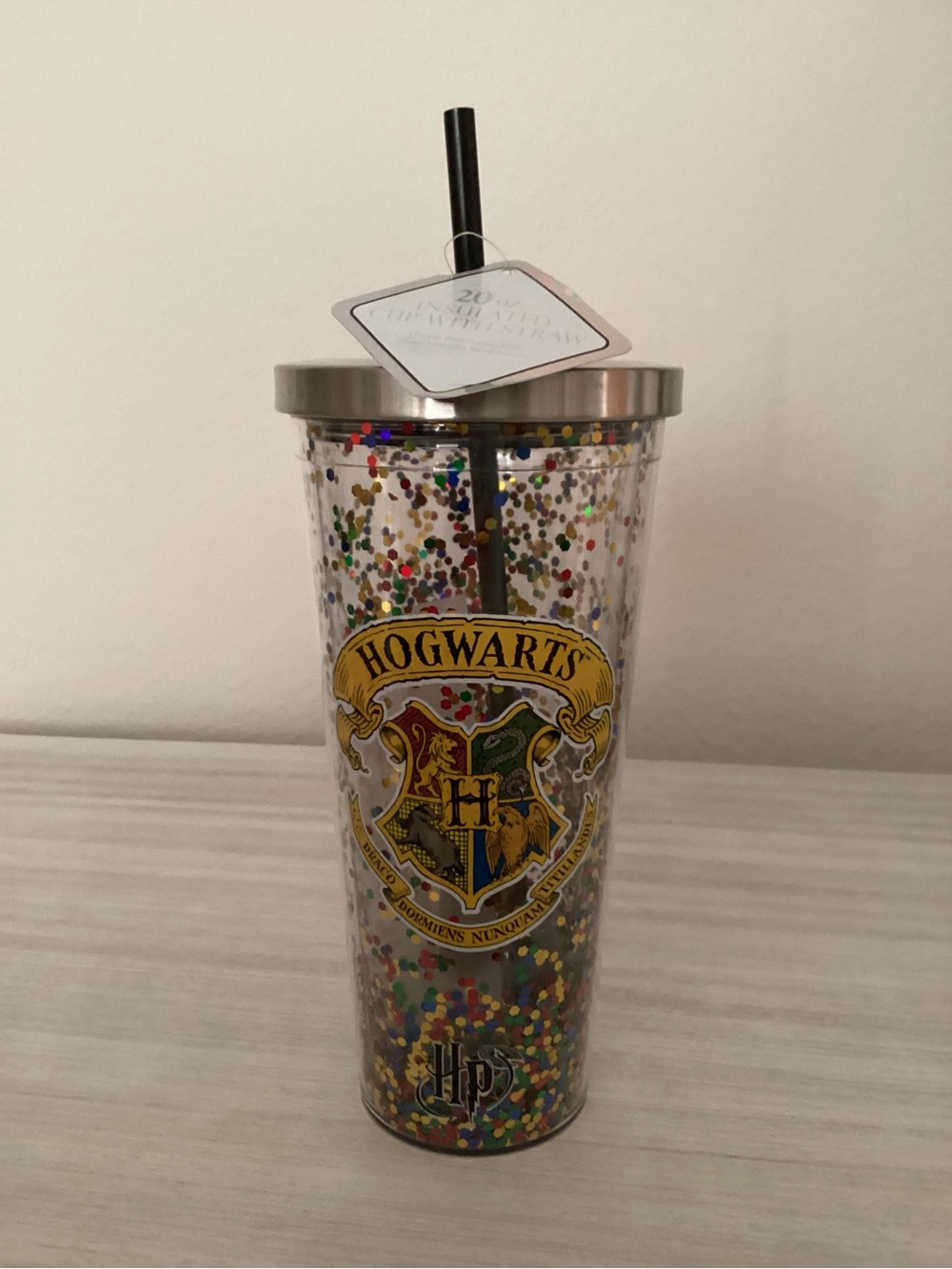 Spoontiques Harry Potter Hogwarts Glitter Cup 20oz w Lid - NWT